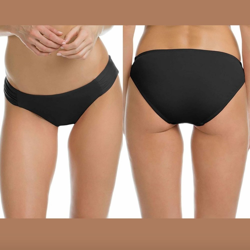 NEW $44 Becca Color Code Shirred Black Bikini Bottoms‎ [ SZ XL ] #3988